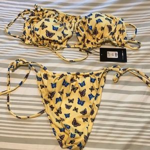 Yellow Butterfly String Bikini - NWT SIZE XL